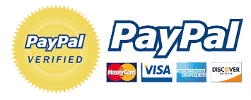 PayPal Verified seal next to logos for PayPal, MasterCard, Visa, American Express, and Discover.